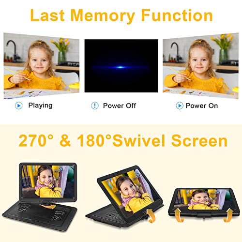 𝗝𝗘𝗞𝗘𝗥𝗢 19.6" Portable DVD Player with 17.1" Large HD Screen, 5 Hours Battery DVD Player Portable with Car Charger, Kids Portable DVD Player Support All Region Discs, USB and SD Card, Sync TV