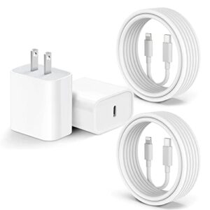 iphone 14 13 12 11 fast charger [apple mfi certified], 2 pack 20w pd usb c wall charger block with 6tf type c to lightning cable compatible with iphone 14pro max/13pro max/12/11pro/ xs/xr/ipad