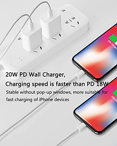 iPhone 14 13 12 11 Fast Charger [Apple MFi Certified], 2 Pack 20W PD USB C Wall Charger Block with 6TF Type C to Lightning Cable Compatible with iPhone 14Pro Max/13Pro Max/12/11Pro/ XS/XR/iPad