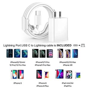 iPhone 14 13 12 11 Fast Charger [Apple MFi Certified], 2 Pack 20W PD USB C Wall Charger Block with 6TF Type C to Lightning Cable Compatible with iPhone 14Pro Max/13Pro Max/12/11Pro/ XS/XR/iPad