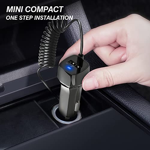 iPhone Car Charger, 3A Super Fast Cigarette Lighter Plug in Adapter with Extra USB Port, Cell Phone Charger with Built-in 4.9ft Coiled Cable, Vehicle Fast Charging for iPhone and More