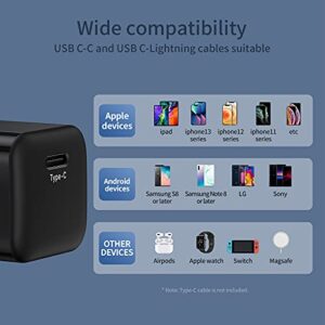 USB C Wall Charger 20W, MOVESPEED PD Mini Fast Charger Block, Durable Compact Quick Charging Wall Plug Adapter Compatible with iPhone 14 13 12 11 Pro/Max/Mini, iPad, Airpods, Galaxy, Pixel