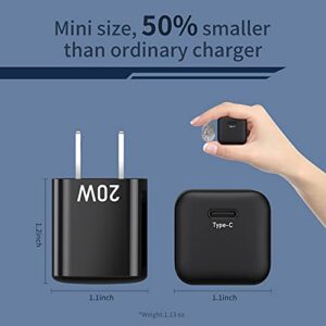 USB C Wall Charger 20W, MOVESPEED PD Mini Fast Charger Block, Durable Compact Quick Charging Wall Plug Adapter Compatible with iPhone 14 13 12 11 Pro/Max/Mini, iPad, Airpods, Galaxy, Pixel