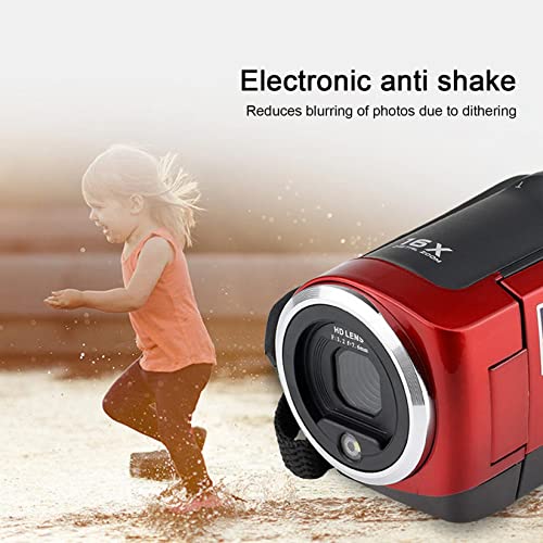 2022 New16 Megapixel Digital HD Video Camera 1080P Home Portable Photo Self-Timer Video Recorder 16 Times Digital Zoom Electronic Anti-Shake Flip HD Screen,Gfits for Kids (Red)