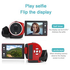 2022 New16 Megapixel Digital HD Video Camera 1080P Home Portable Photo Self-Timer Video Recorder 16 Times Digital Zoom Electronic Anti-Shake Flip HD Screen,Gfits for Kids (Red)