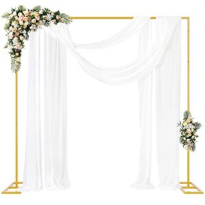 fomcet 8ft x 8ft backdrop stand heavy duty with base, gold portable adjustable pipe and drape backdrop stand kit, square metal arch party frame for wedding birthday parties banquet decorations