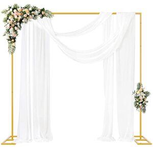 Fomcet 8FT x 8FT Backdrop Stand Heavy Duty with Base, Gold Portable Adjustable Pipe and Drape Backdrop Stand Kit, Square Metal Arch Party Frame for Wedding Birthday Parties Banquet Decorations