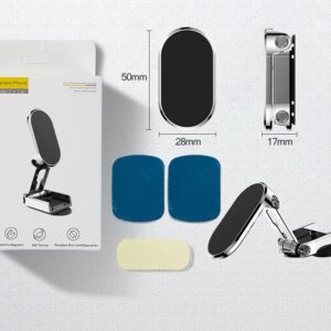 DCLINA 2023 New Alloy Folding Magnetic Car Phone Holder, Magnetic 360° Car Phone Holder Stand Dashboard Folding Bracket Universal (Black)