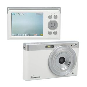 focket digital camera, 4k 50mp autofocus vlogging camera with 16x digital zoom, 2.88in lcd screen rechargeable battery, compact kids camera for adults, kids, student, teens, beginners (white)