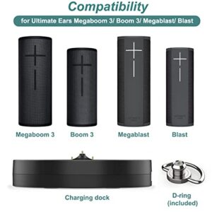 Kissmart Power Up Charging Dock for Ultimate Ears Boom 3 / Megaboom 3 / Megablast/Blast, Replament Charger Dock Cradle Station with USB Port for UE Boom 3/Megaboom 3/Megablast/Blast (Black)