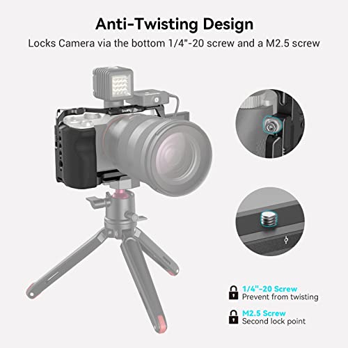 SmallRig Full Cage with Silicone Side Handle for Sony A7C, Comes with Locating Holes for ARRI, Quick Release Plate for Arca and Cold Shoe Mount - 3212B