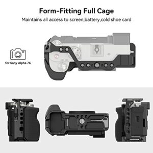 SmallRig Full Cage with Silicone Side Handle for Sony A7C, Comes with Locating Holes for ARRI, Quick Release Plate for Arca and Cold Shoe Mount - 3212B