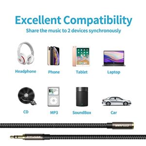 Headphone Extension Cable, 3.5mm 20ft/6m Male to Female Stereo Audio Cable Lossless Audio Sound Premium Audio Cord Extension Cable Gold Plated Jack & Strong Nylon(20ft/6m, Male to Female)