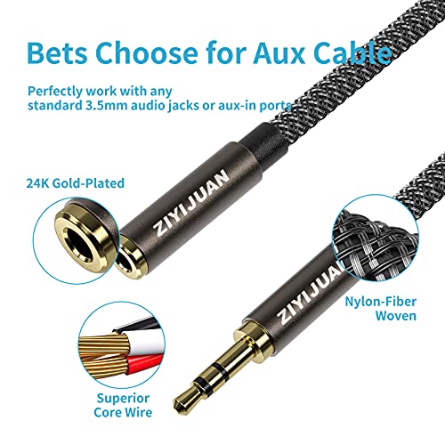 Headphone Extension Cable, 3.5mm 20ft/6m Male to Female Stereo Audio Cable Lossless Audio Sound Premium Audio Cord Extension Cable Gold Plated Jack & Strong Nylon(20ft/6m, Male to Female)