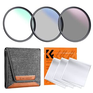 k&f concept 82mm uv/cpl/nd lens filter kit (3 pieces)-18 multi-layer coatings, uv filter + polarizer filter + neutral density filter (nd4) + cleaning pen + filter pouch for camera lens (k-series)