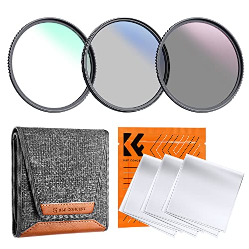 K&F Concept 82mm UV/CPL/ND Lens Filter Kit (3 Pieces)-18 Multi-Layer Coatings, UV Filter + Polarizer Filter + Neutral Density Filter (ND4) + Cleaning Pen + Filter Pouch for Camera Lens (K-Series)