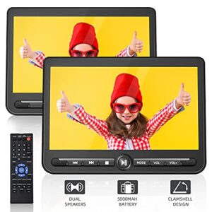 10.5″ dual screen portable dvd player for car, arafuna 5-hour rechargeable car dvd player with full hd digital signal transmission, headrest dvd player support usb/sd, regions free(1 player+1 monitor)