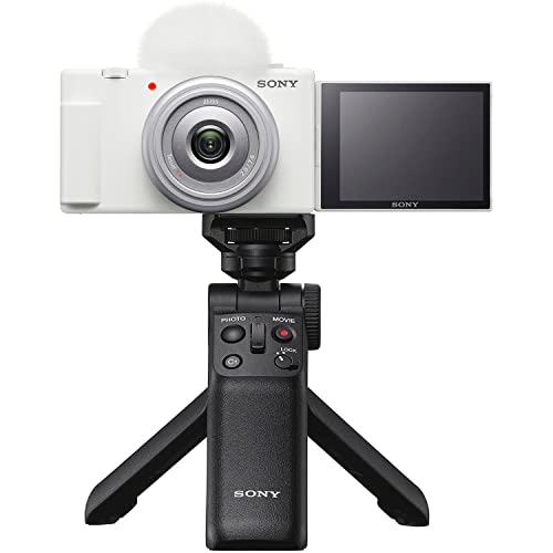 Sony ZV-1F Vlog Camera with 4K Video & 20.1MP for Content Creators and Vloggers White ZV-1F/W Bundle with ACCVC1 Kit Including GP-VPT2BT Tripod/Grip + Deco Gear Case + Extra Battery & Accessories