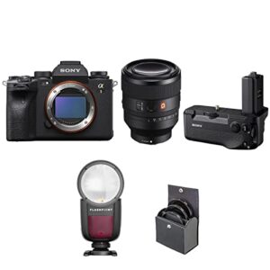 sony alpha 1 mirrorless digital camera bundle with fe 50mm f/1.2 g master lens, vg-c4em vertical grip, flashpoint ttl round flash speedlight, 72mm filter kit