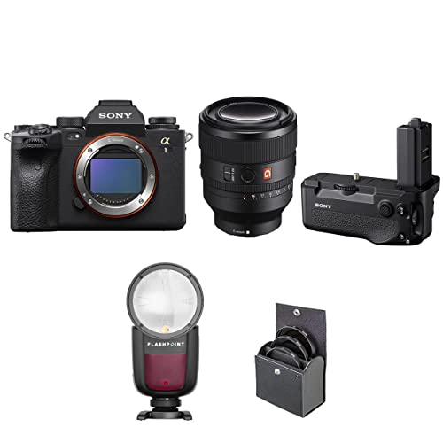 Sony Alpha 1 Mirrorless Digital Camera Bundle with FE 50mm f/1.2 G Master Lens, VG-C4EM Vertical Grip, Flashpoint TTL Round Flash Speedlight, 72mm Filter Kit