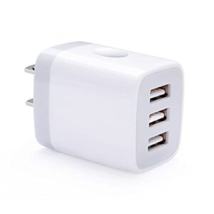 usb wall charger adapter, 18w/3amp fast multiple 3-ports usb plug charger block cube charger box usb brick charging base compatible iphone 14 13 12 11 pro max xs xr x 8 7 6 pad, samsung, android