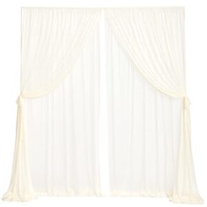 ling’s moment 2 layer wedding backdrop curtains wrinkle-free 10ft x 10ft chiffon fabric drapes for bridal shower baby shower wedding arch party stage decoration – ivory