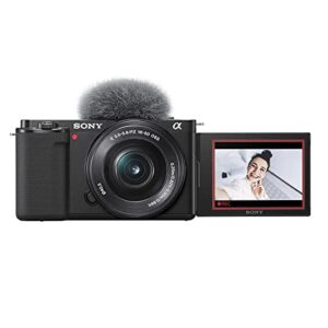 Sony ZV-E10 Mirrorless Camera with 16-50mm & E 55-210mm f/4.5-6.3 OSS E-Mount Lens, Black Bundle with Vlogger Kit, Photo & Video Editing, Bag, Screen Protector, 2X Filter Kit