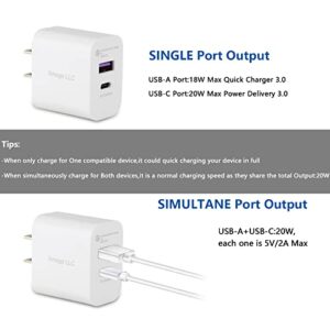 20W USB C Fast Charger, Xmogo PD Power Delivery Quick Charger Wall Power Adapter Plug Brick Cube Type C Box for iPhone, iPad Pro, Samsung Galaxy Z S Note, Google Pixel - 1 Pack