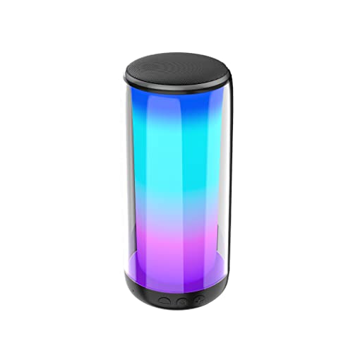 KNZ MOZARTO Glow S Bluetooth 5.3 Speaker with Dynamic RGB Lightshow, 10W, True Wireless Mode, AUX/microSD/USB Streaming, Built-in Microphone, USB-C Charging (Black)