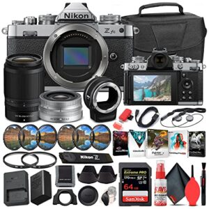 Nikon Z fc Mirrorless Digital Camera with 16-50mm and 50-250mm Lens (Black, 851090) Bundle with FTZ Adapter + 64GB Extreme PRO SD Card + Camera Bag + Editing Software + Filter Kit (Renewed)