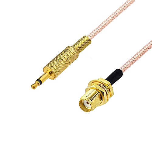 RedYutou SMA Female to 3.5mm Mono 1/8" TS Stereo Plug Adapter Antenna Extension Cable 12 inches