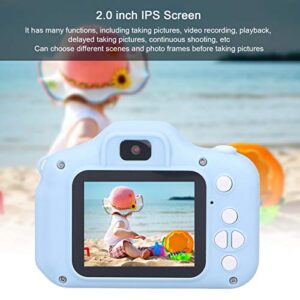 Jopwkuin Children Camera, ABS and Silicone Environmentally Friendly Children Camera Toy Small Size Portable with Lanyard for Gifts(Blue)