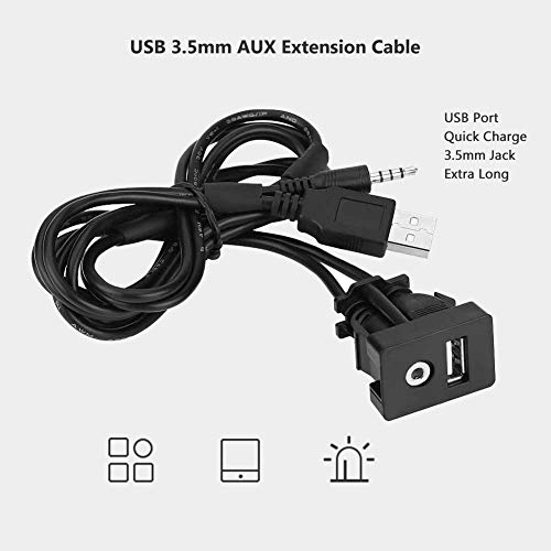 Keenso 1M 3.5mm USB 3.0 AUX Extension Mount,USB AUX Port 3.5mm Extension Cable for Car,Vehicle,Marine,Boat,Motorcycle