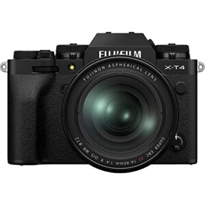 Fujifilm XT-4 Camera with XF 16-80mm Lens -(Black) + 64GB Extreme Pro Memory Card + Camera Bag + 3-Piece Filter Kit + Tripod + Remote Shutter + Hand Strap + Memory Card Wallet & Reader + Cleaning Kit