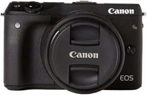 canon eos m3 24.2mp 1080p wi-fi camera with ef-m 15-45mm is stem lens (black) international version (no warranty)