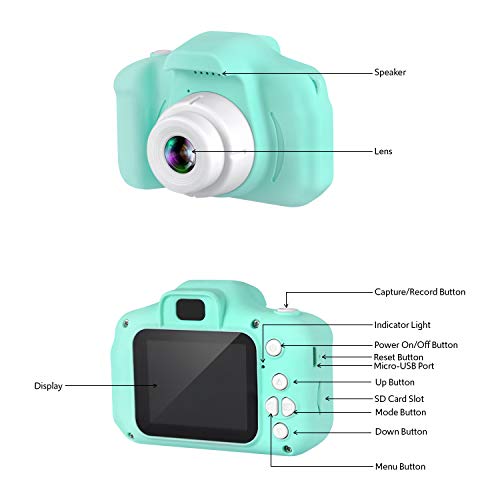 Dartwood 1080p Digital Camera for Kids with 2.0” Color Display Screen & Micro-SD Card Slot for Children - 32GB SD Card Included (Green)