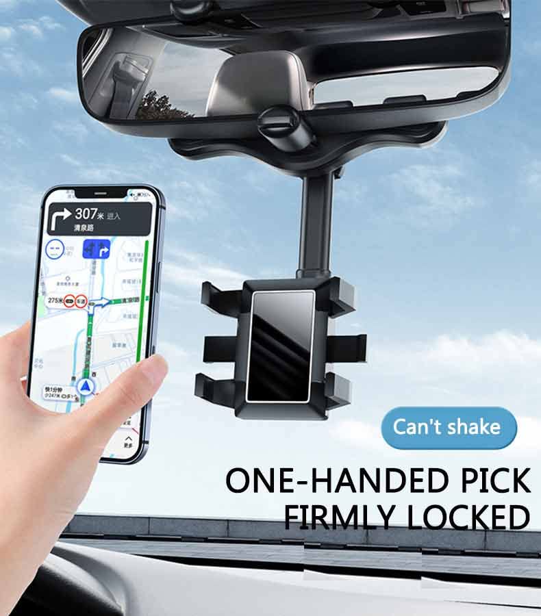 DAFUZ 360°Rotatable and Retractable Car Phone Holder, Car Rearview Mirror Phone Holder, Multifunctional Adjustable Phone Holder, Universal Phone Navigation GPS Holder for All Mobile