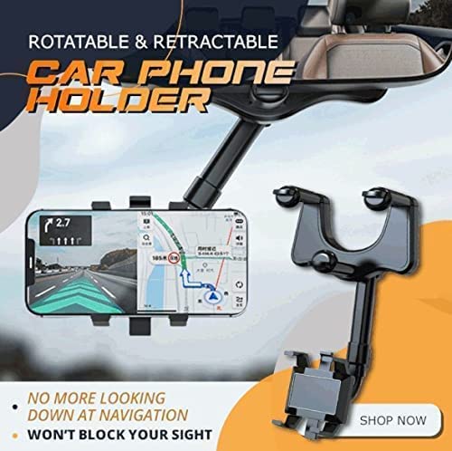 DAFUZ 360°Rotatable and Retractable Car Phone Holder, Car Rearview Mirror Phone Holder, Multifunctional Adjustable Phone Holder, Universal Phone Navigation GPS Holder for All Mobile