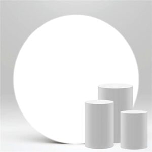 HUAYI White Pedestal Cover for Birthday Babyshower Party Prop Wedding Bridal Shower Graduation Cylinder Cover Communion Baptism Photography Decoration Elastic Fabric Circle Plinth Cover Dia40 H90