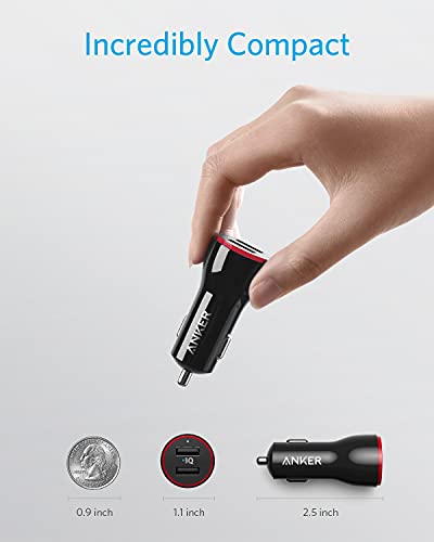 Anker Car Charger Adapter, 24W Dual USB Car Phone Charger, PowerDrive 2 for iPhone 14 13 12 11 Pro Max Mini X XR XS 8 Plus, iPad Pro/Air 2/Mini, Note 5/4, LG, Nexus, HTC and More