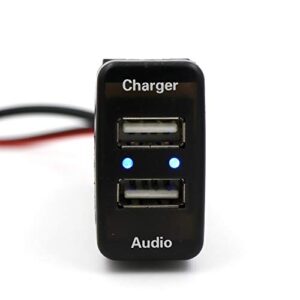 Dual Port USB Car Charger with Audio Socket USB Charging for Digital Cameras/Mobile Devices for Toyota