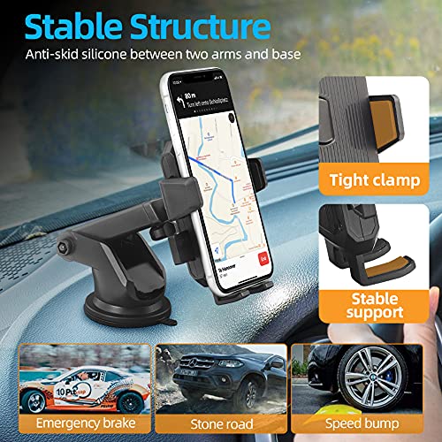 SALEX Universal Windshield Phone Mount. Telescopic Suction Cup Cell Phone Mount for Car Dashboard, Air Vent, Desk. Black Rotating Smartphone Bracket. Adjustable Car Cradle for Mobile Phone & GPS.