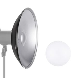 neewer 16″/41cm aluminum standard reflector beauty dish with white diffuser sock for bowens mount studio strobe flash light, neewer vision 4 ml300 s101-300w s101-400w etc