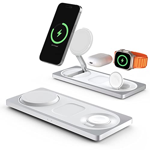 Wireless Charger,Magnetic Wireless Charging Station, 3 in 1 Faster Mag-Safe Wireless Charger Stand for iPhone 14,13,12 Pro Max/Pro/Mini/Plus, Apple Watch Ultra 8/7/SE/6/5/4/3/2/1, AirPods pro/2/3