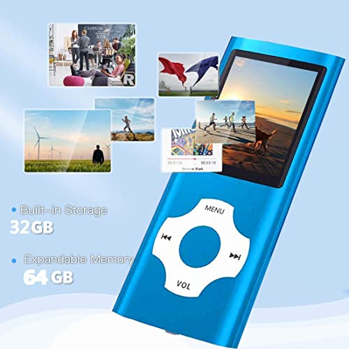 MP3 Player / MP4 Player, Hotechs MP3 Music Player with 32GB Memory SD Card Slim Classic Digital LCD 1.82'' Screen Mini USB Port with FM Radio, Voice Record