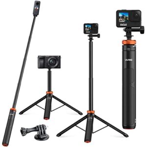 uurig extendable gopro tripod for insta360 selfie stick gopro hero 10/9/8/7/6/5 black/gopro max dji osmo action insta 360 akaso action and more action camera (t3)