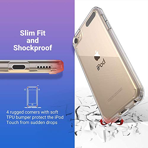 ULAK Compatible with iPod Touch 7 Case Clear, iPod Touch 6 Touch 5 Case with 2 Screen Protectors, [Anti-Yellowing] Slim Soft TPU Bumper Hard Cover for iPod Touch 5th /6th /7th Generation, Clear