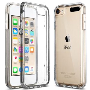 ULAK Compatible with iPod Touch 7 Case Clear, iPod Touch 6 Touch 5 Case with 2 Screen Protectors, [Anti-Yellowing] Slim Soft TPU Bumper Hard Cover for iPod Touch 5th /6th /7th Generation, Clear