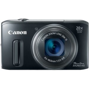 canon powershot sx260 hs 12.1 mp cmos digital camera with 20x image stabilized zoom 25mm wide-angle optical lens and 1080p hd video (black)