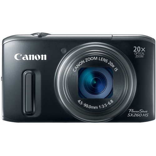 Canon PowerShot SX260 HS 12.1 MP CMOS Digital Camera with 20x Image Stabilized Zoom 25mm Wide-Angle Optical Lens and 1080p HD Video (Black)